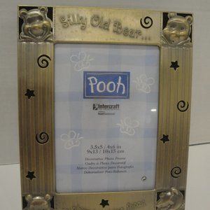 Vintage Winnie The Pooh Picture Frame Metal & Glass NEW! Holds a 4X6 inc…